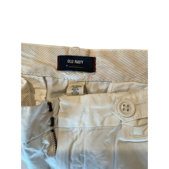 Old Navy Low Waist Ankle Pant Women's Size 12 White Straight Leg Mid Rise Cotton - Picture 5 of 7